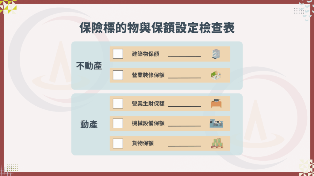 保險標的物與保額設定檢查表